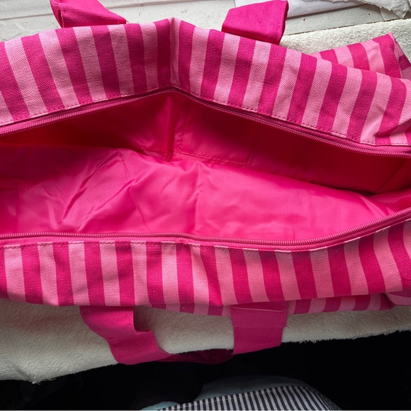 Victoria's Secret Pink Striped Tote Bag with Bold Design - Picture 7 of 8